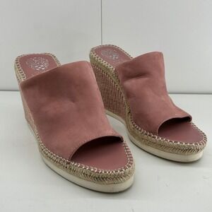 Vince Camuto Brissia Wedge Sandals Women's Size 10 Pink Leather Espadrille Mule